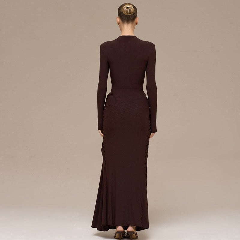 Maxi dress with pleats and buckle design - Barel
