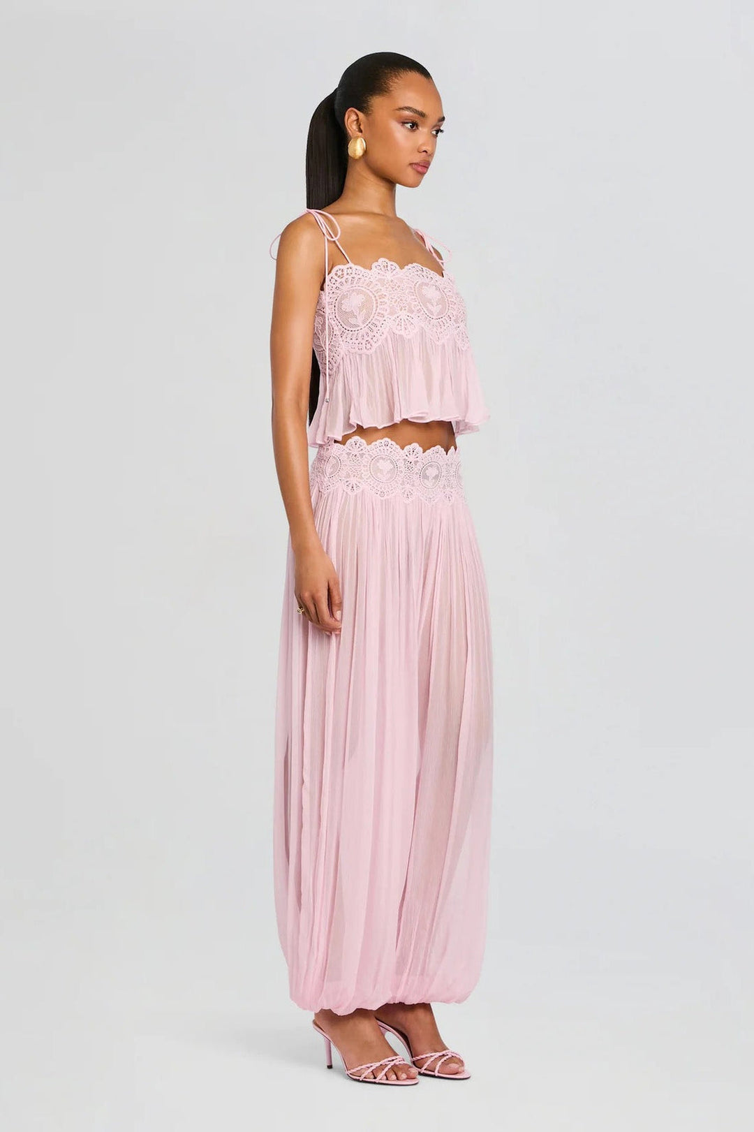 Manara two-piece chiffon set with a unique design