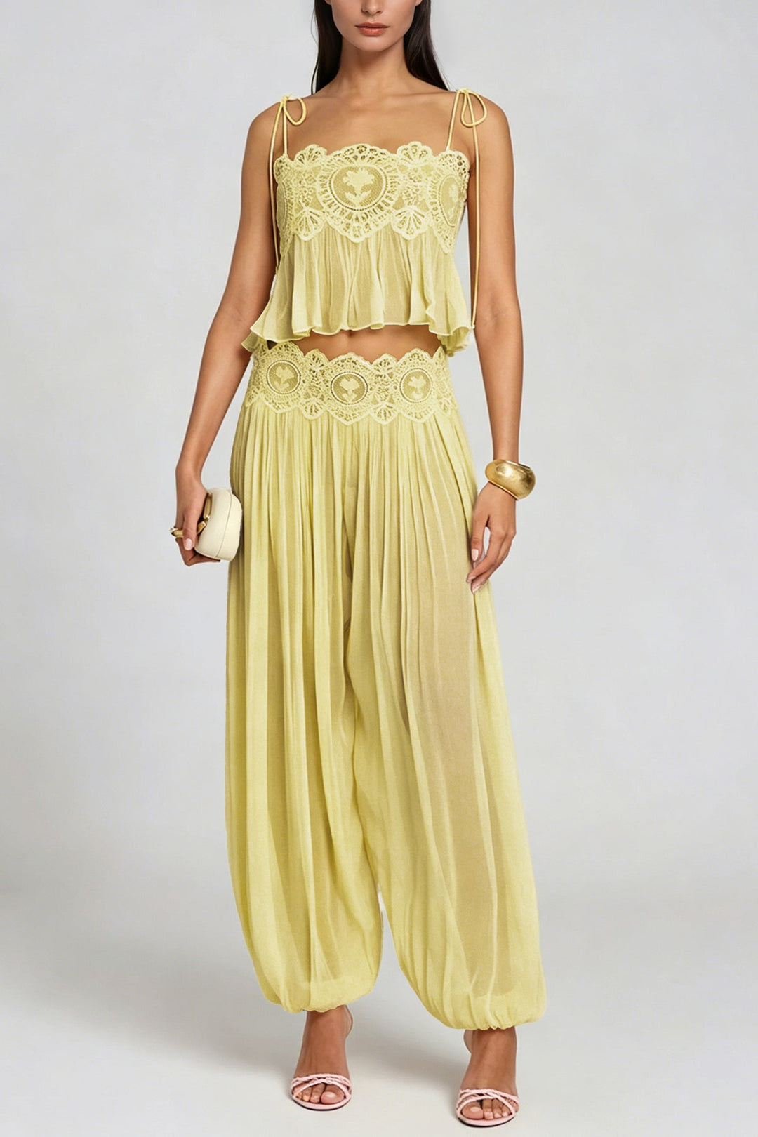 Manara two-piece chiffon set with a unique design