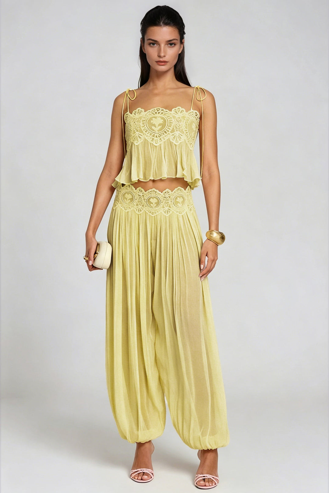 Manara two-piece chiffon set with a unique design
