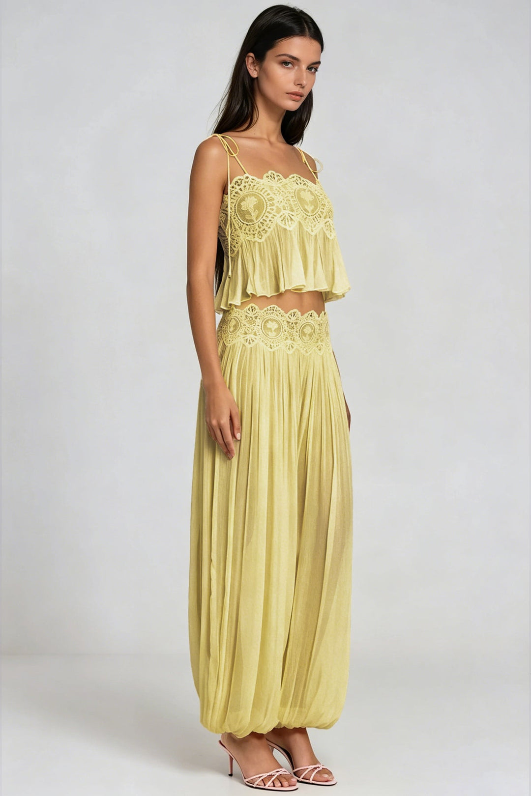Manara two-piece chiffon set with a unique design