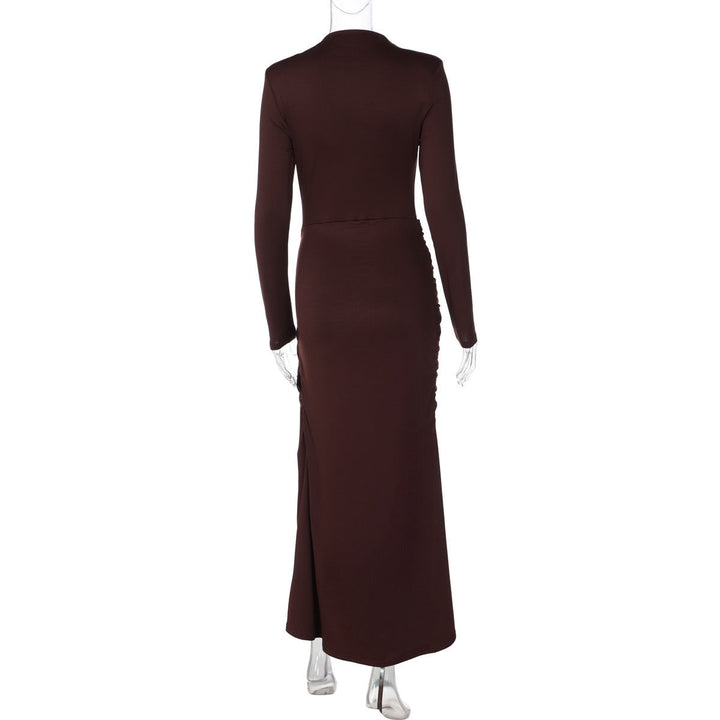 Maxi dress with pleats and buckle design - Barel