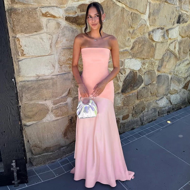Strapless Satin Maxi Dress - Gioia