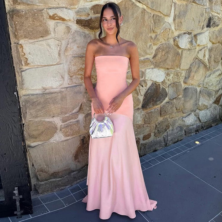 Strapless Satin Maxi Dress - Gioia