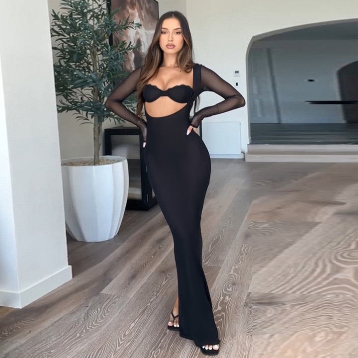 Maxi dress with chiffon sleeveless design - NOYA li