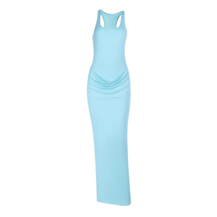 Tight maxi dress with pleats - lili