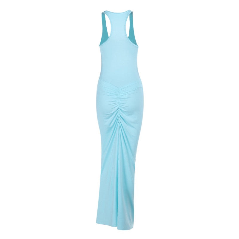 Tight maxi dress with pleats - lili