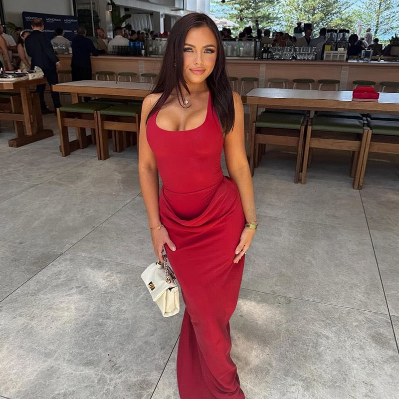 Tight maxi dress with pleats - lili