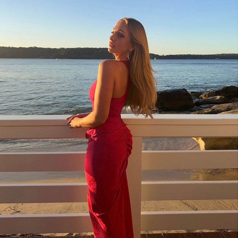 Tight maxi dress with pleats - lili