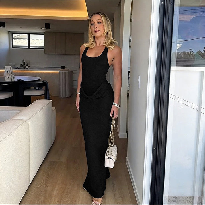 Tight maxi dress with pleats - lili