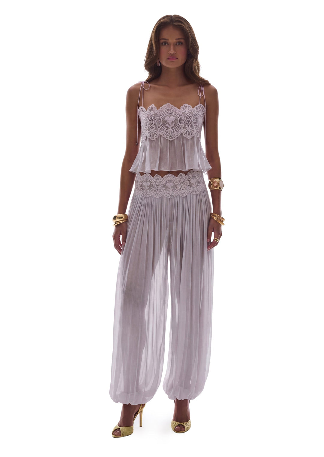Manara two-piece chiffon set with a unique design