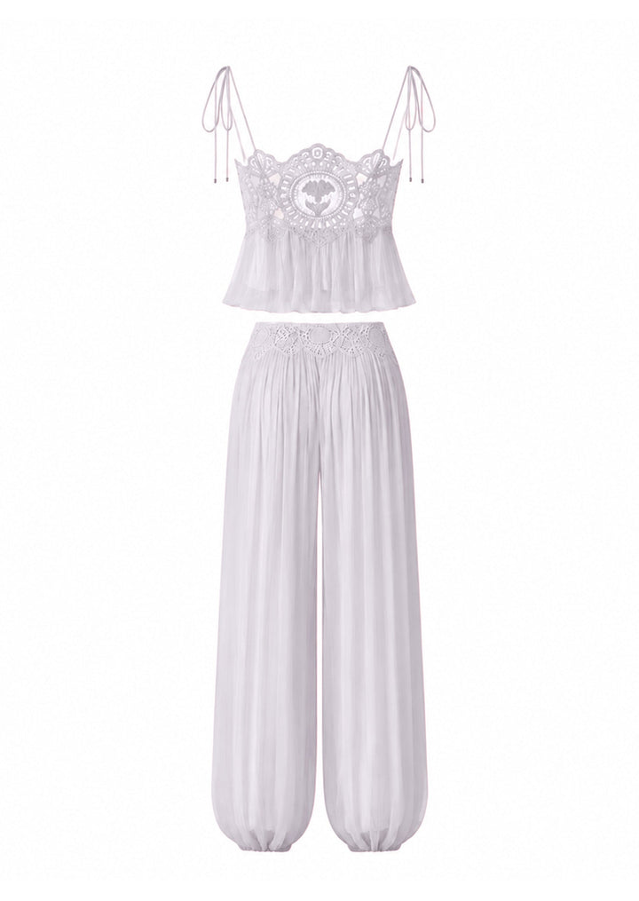 Manara two-piece chiffon set with a unique design