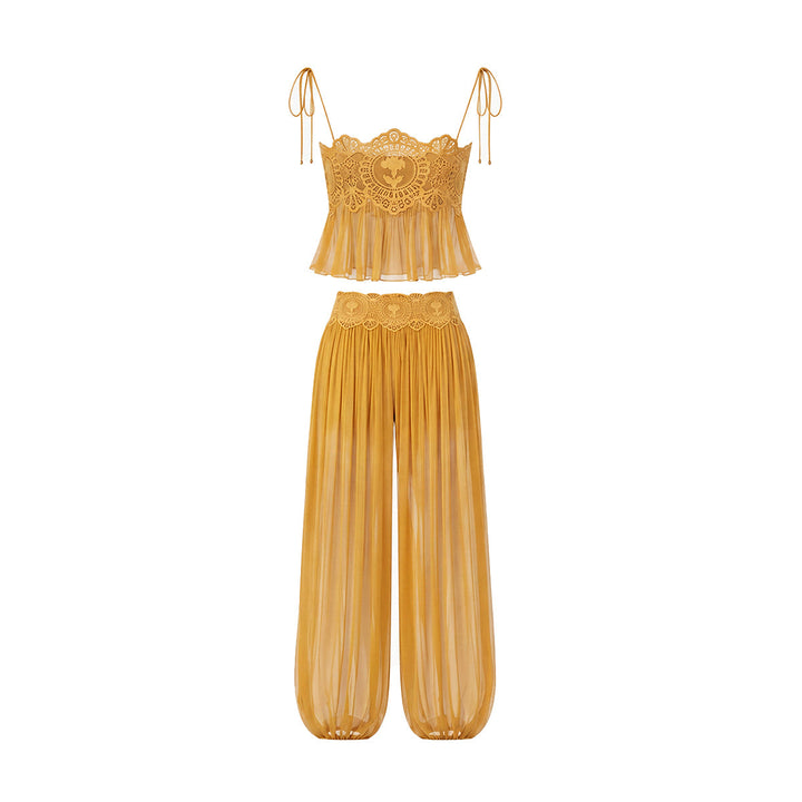 Manara two-piece chiffon set with a unique design