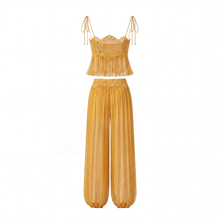 Manara two-piece chiffon set with a unique design