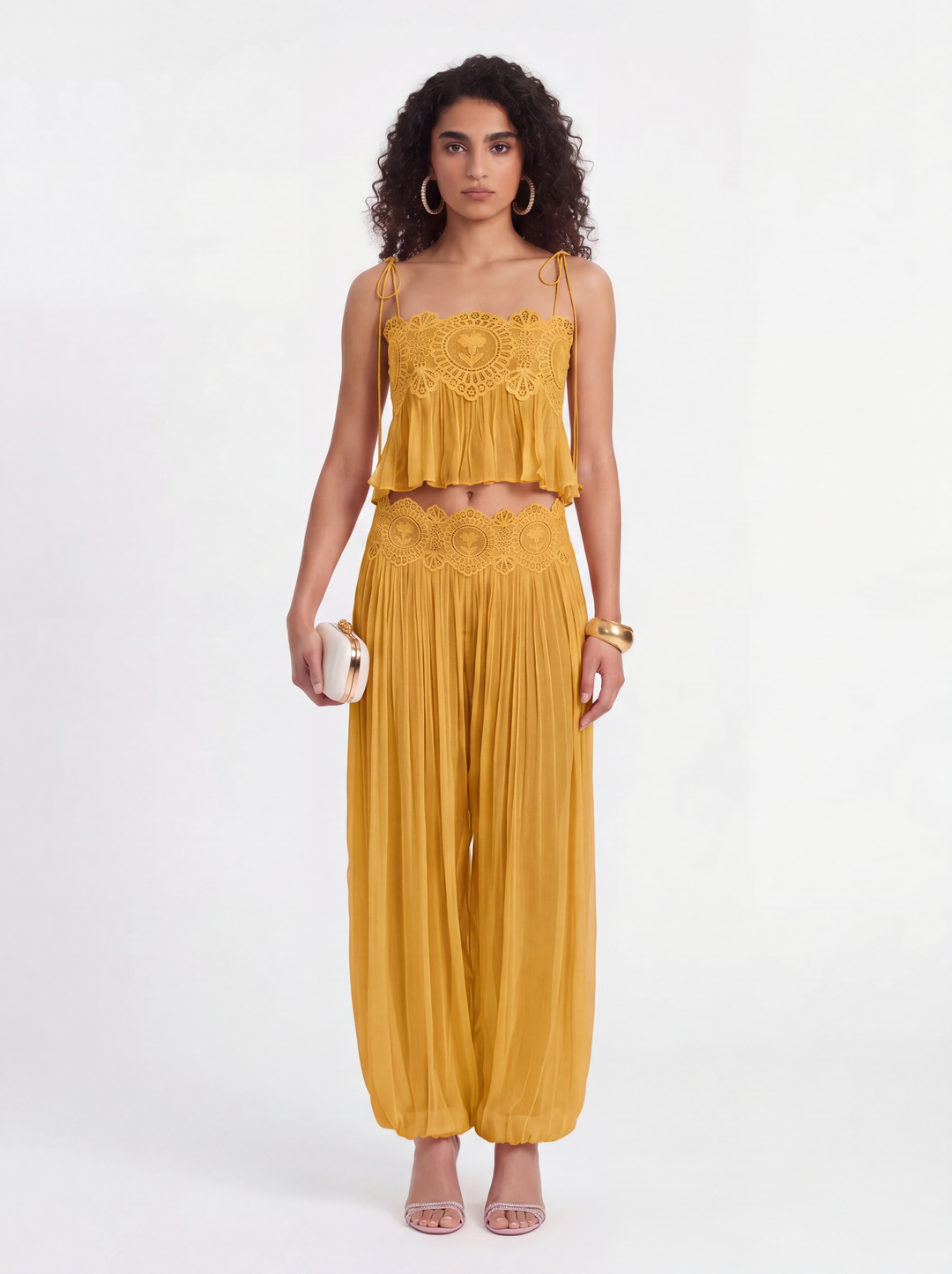 Manara two-piece chiffon set with a unique design