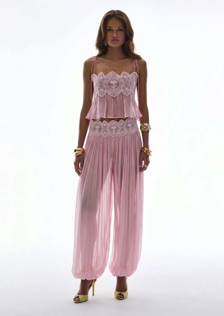Manara two-piece chiffon set with a unique design