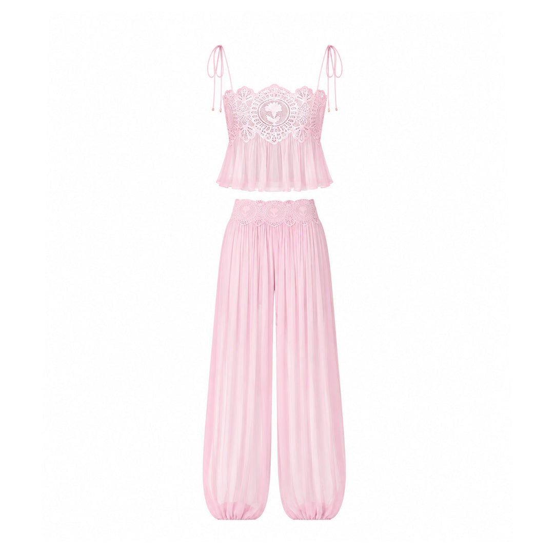 Manara two-piece chiffon set with a unique design
