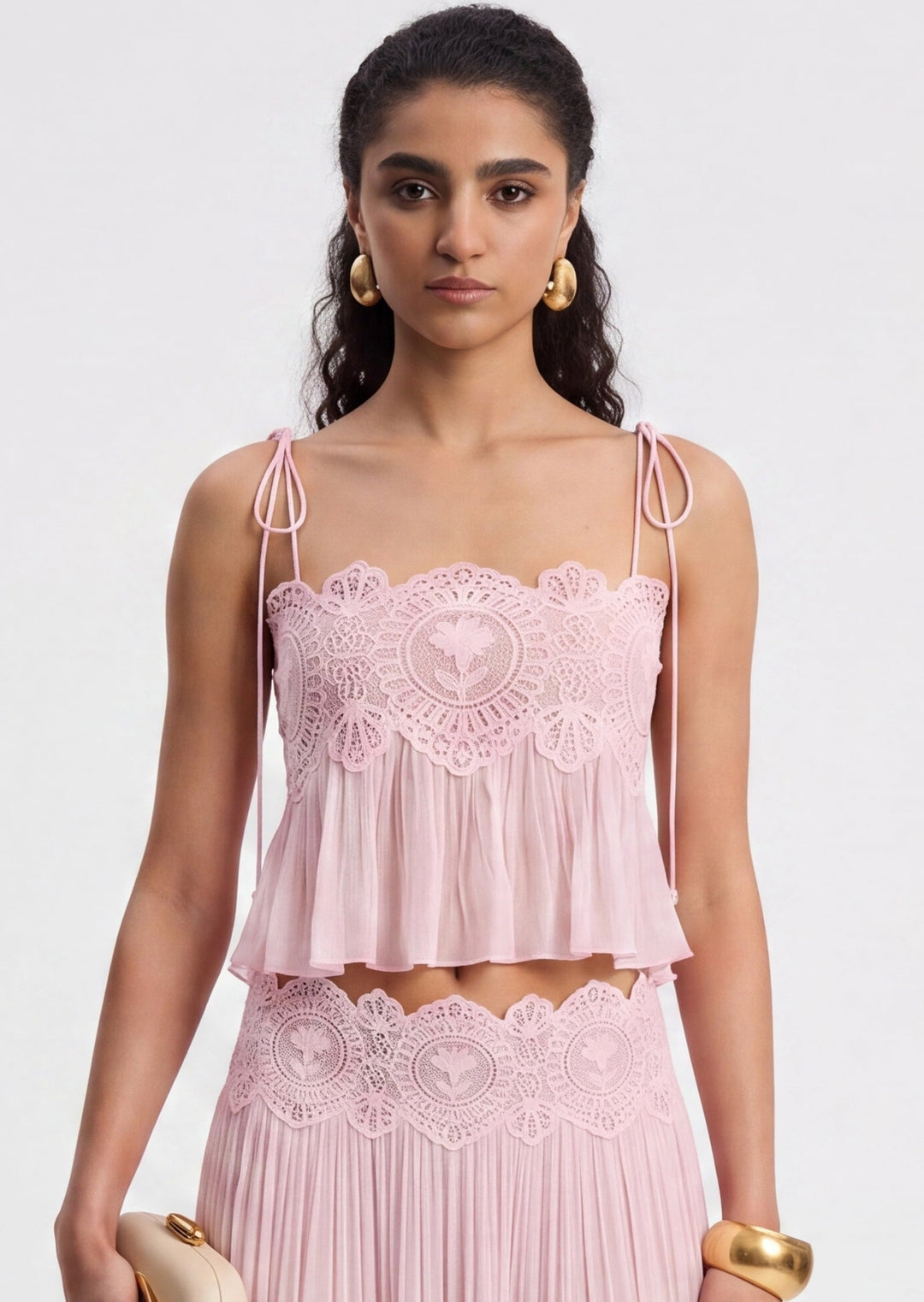 Manara two-piece chiffon set with a unique design