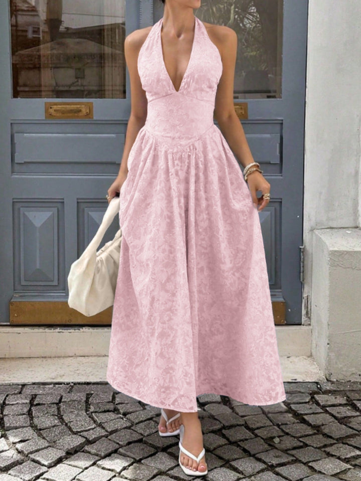 Lace midi dress with neck ties and an open back – Lin