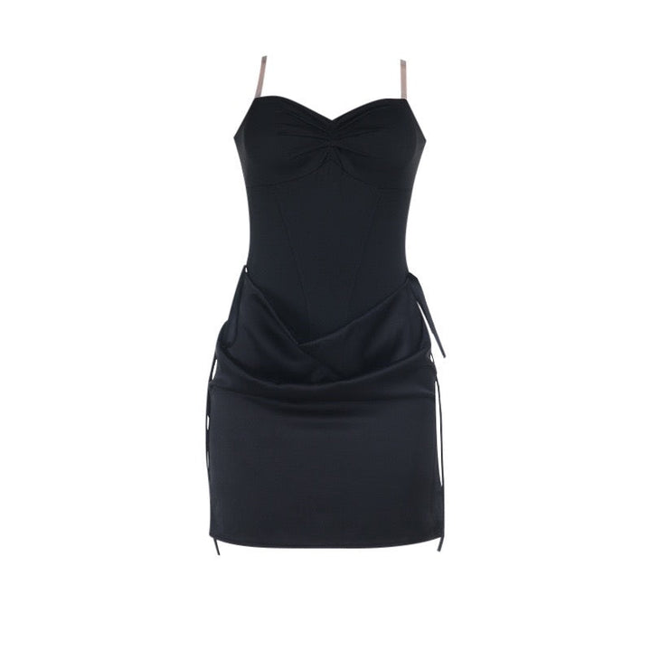 Strapless mini dress with satin pleats - gosh