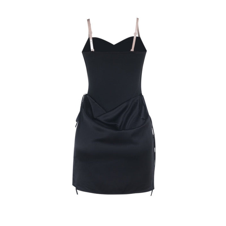 Strapless mini dress with satin pleats - gosh