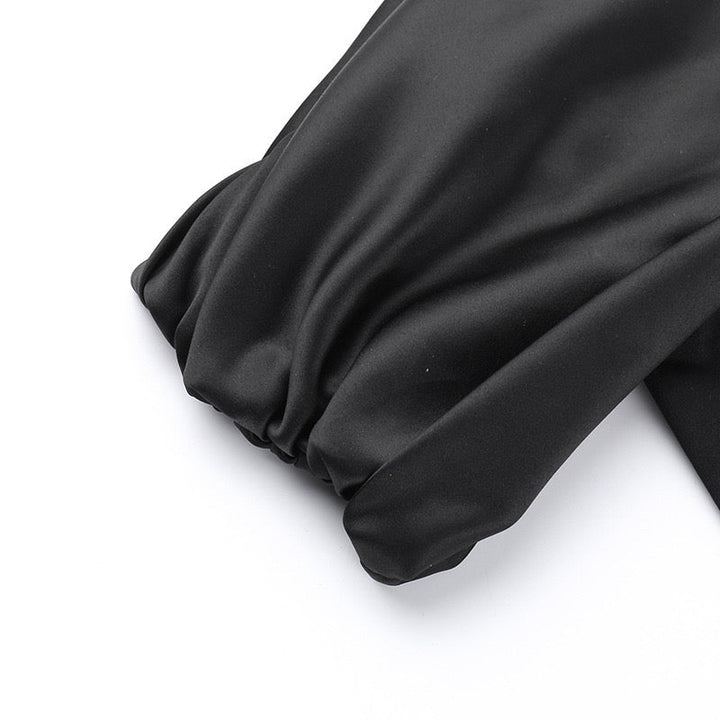 Elegant maxi dress with an off-the-shoulder design and satin trim - Floren