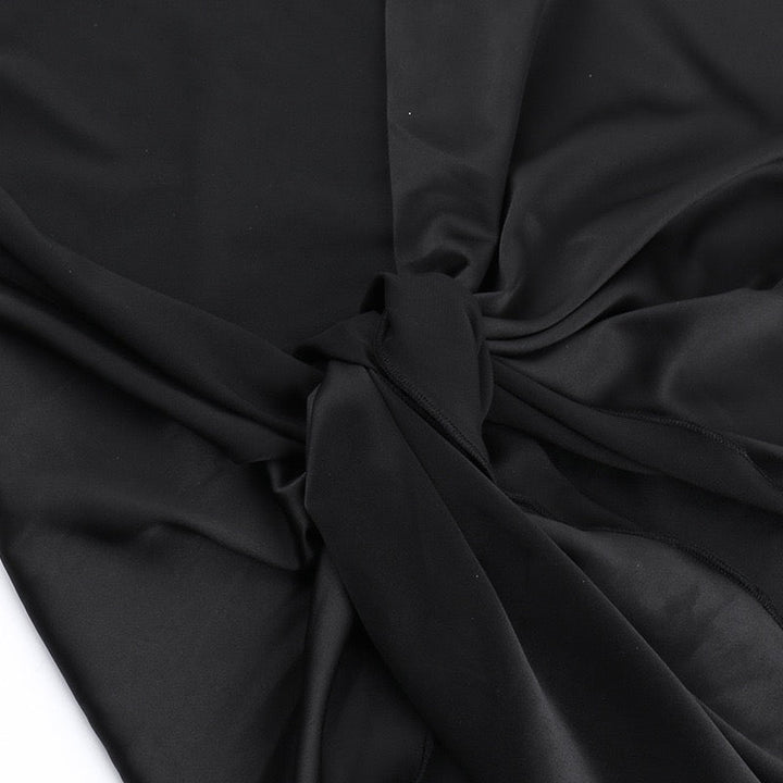 Elegant maxi dress with an off-the-shoulder design and satin trim - Floren