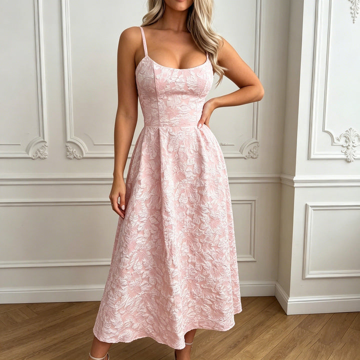 Floral-embroidered midi dress – Noya