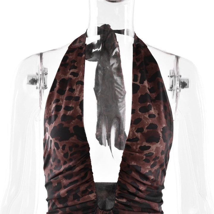 Open Back Tie-Neck Gathered Mini Dress - Zoya