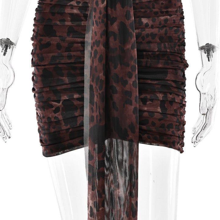 Open Back Tie-Neck Gathered Mini Dress - Zoya