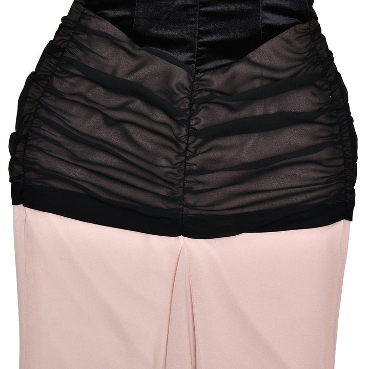 Strapless mini dress in chiffon and velvet design - GADE