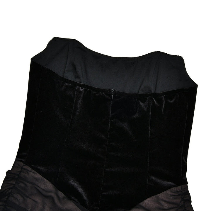 Strapless mini dress in chiffon and velvet design - GADE