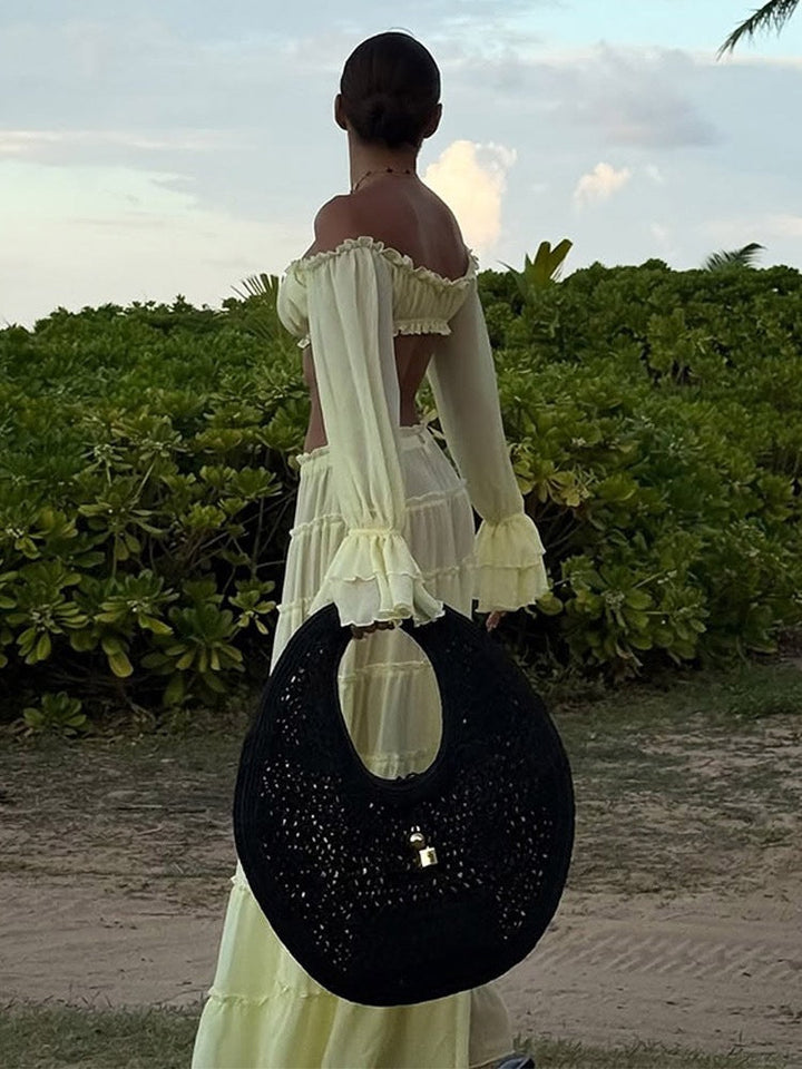Yanga chiffon two-piece set with a maxi skirt and top