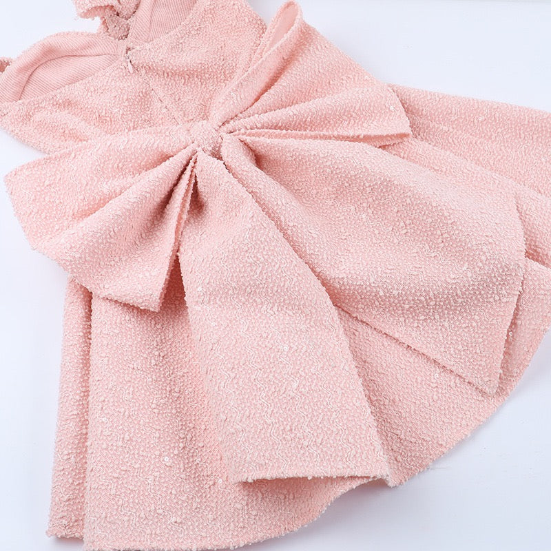 Sequin mini dress with open back and bow tie design - PIA