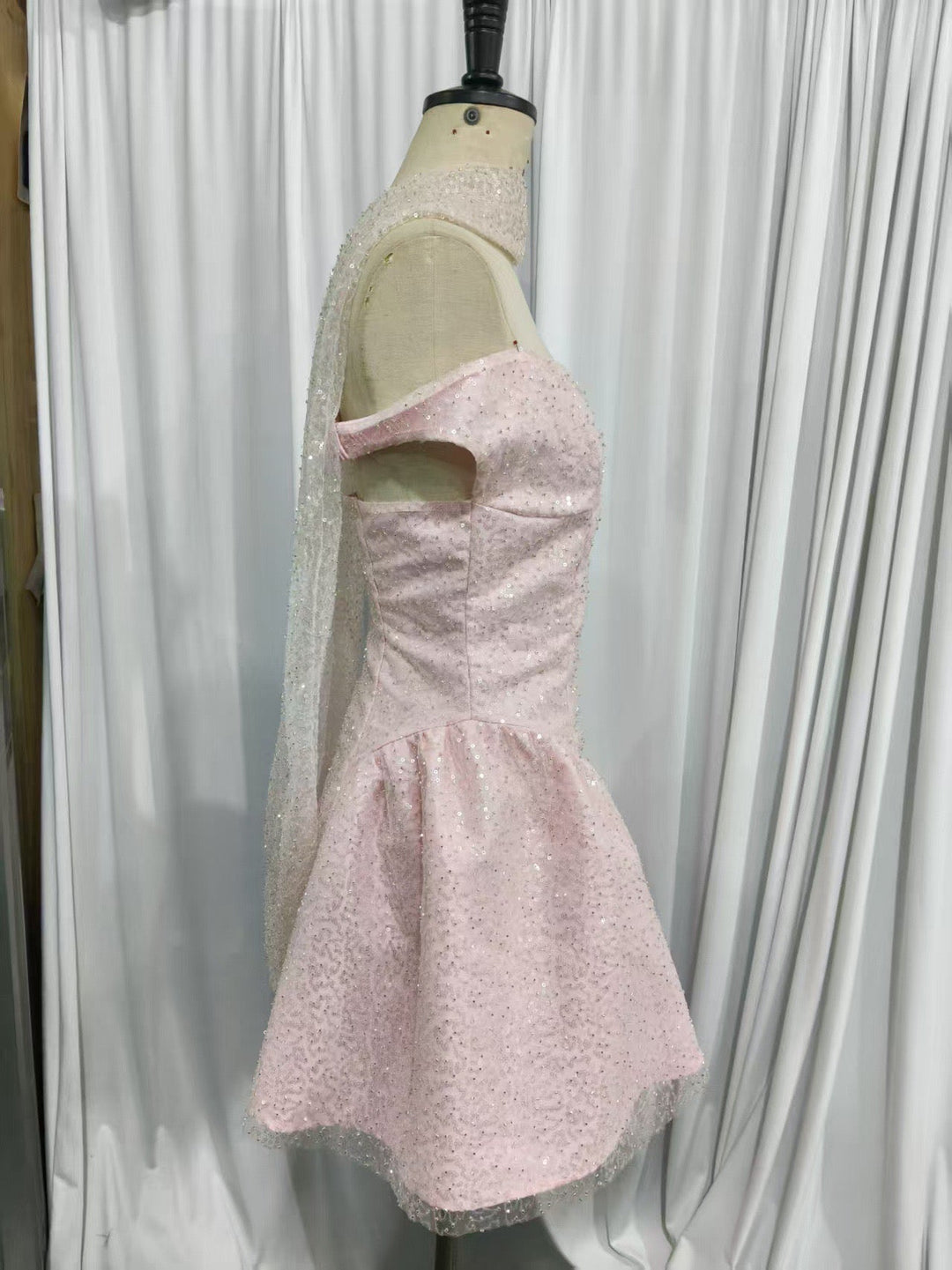 A-line sequin mini dress with scarf decoration - MIMI