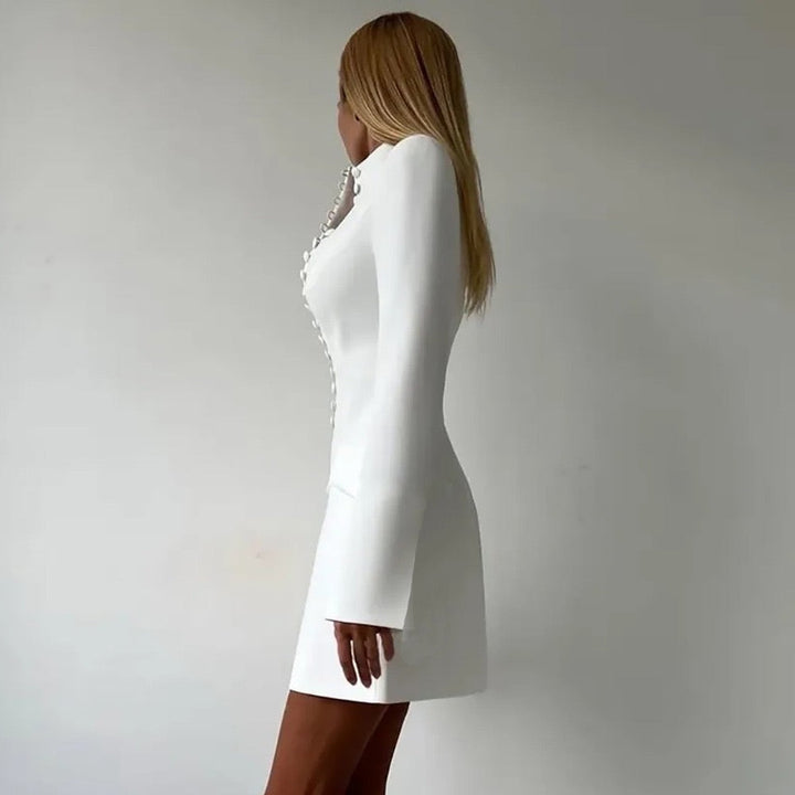 Tailored mini dress with elegant design, button closure - Diane