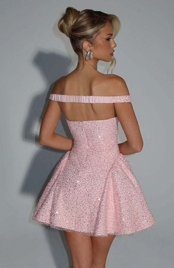 A-line sequin mini dress with scarf decoration - MIMI