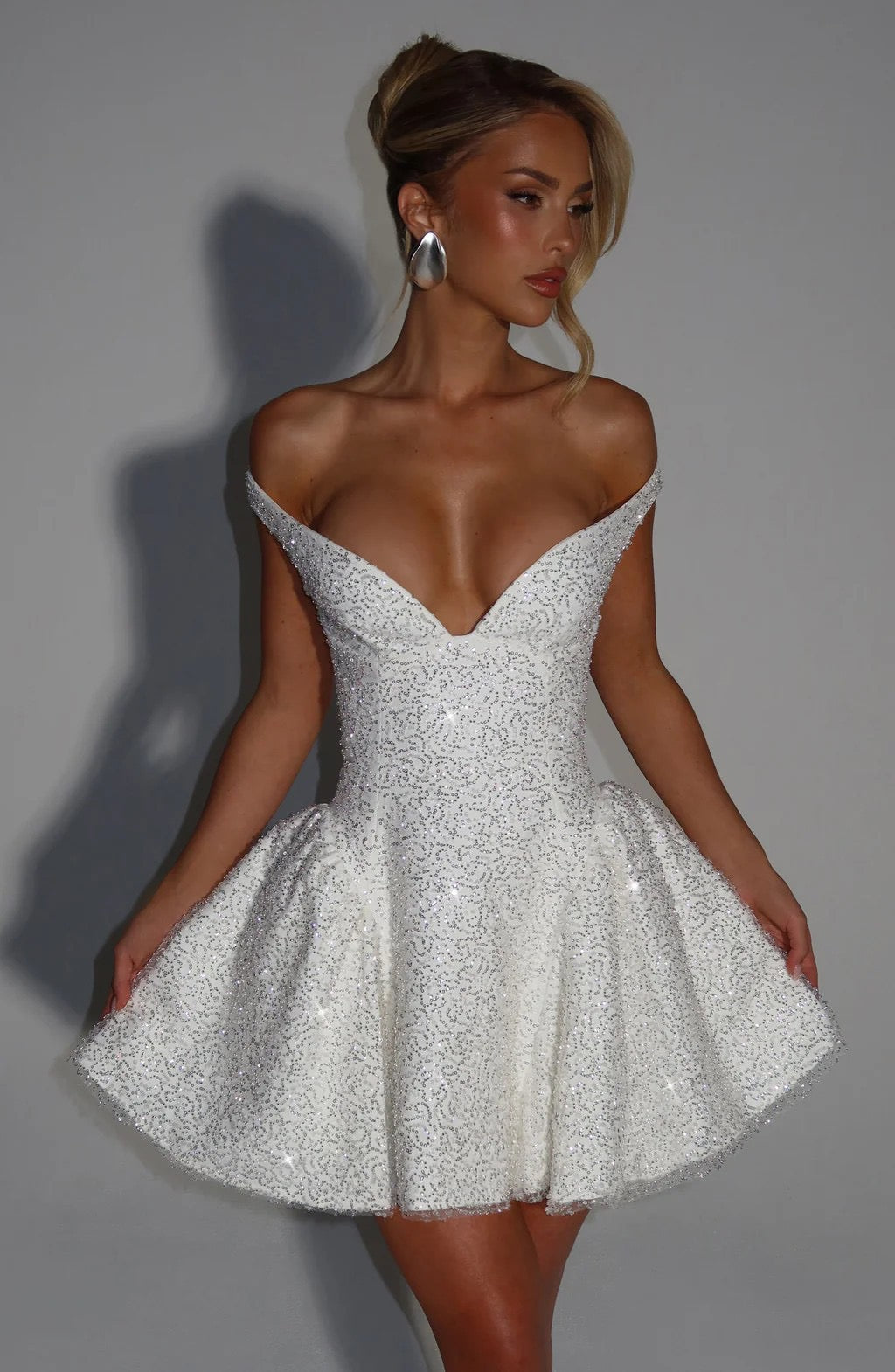 A-line sequin mini dress with scarf decoration - MIMI