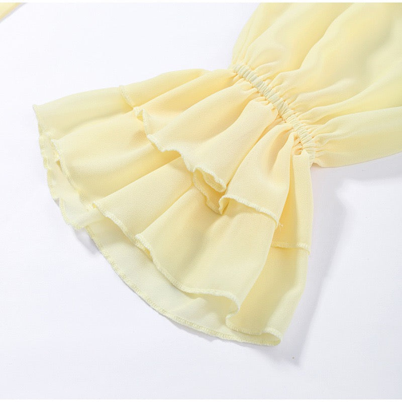 Yanga chiffon two-piece set with a maxi skirt and top