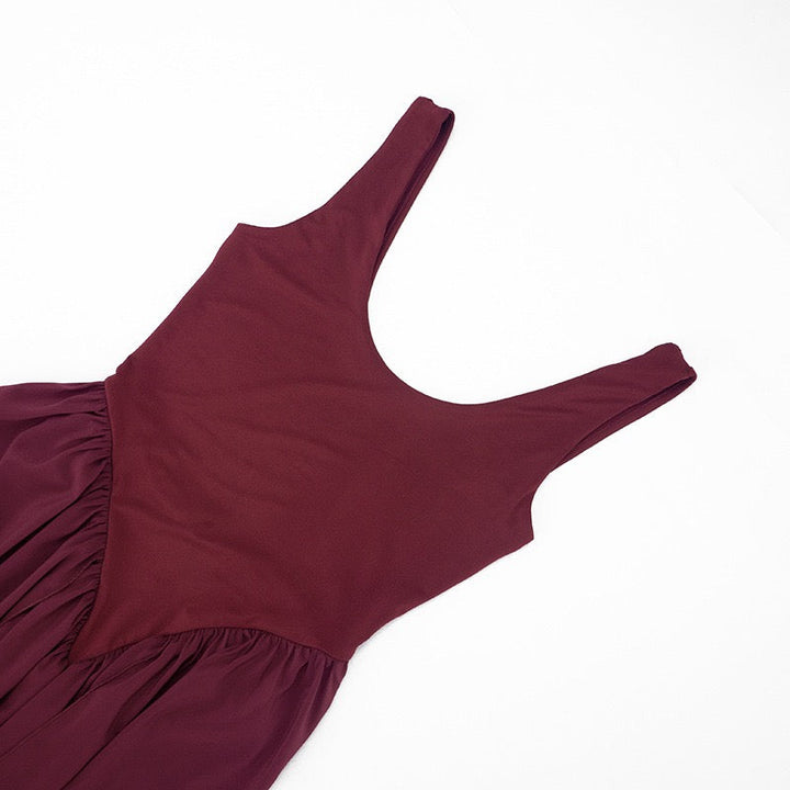 Maxi chiffon dress with bodysuit design and deep slits - JULIAN