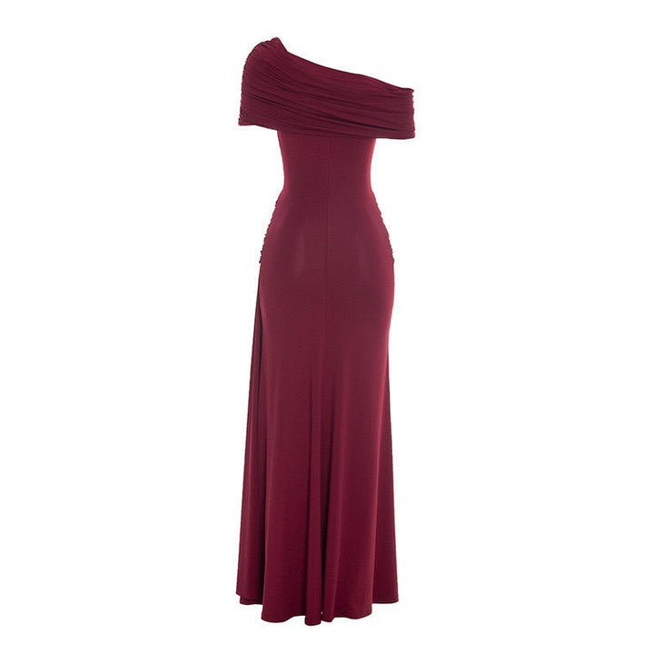 Off-shoulder Maxi Dress with Slit Design - AMAYA