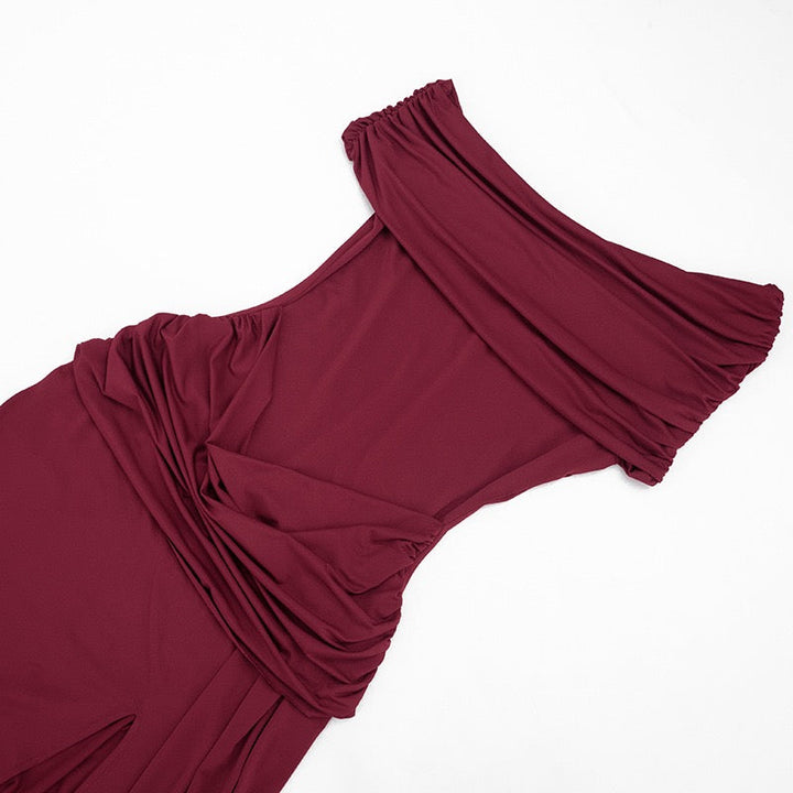 Off-shoulder Maxi Dress with Slit Design - AMAYA