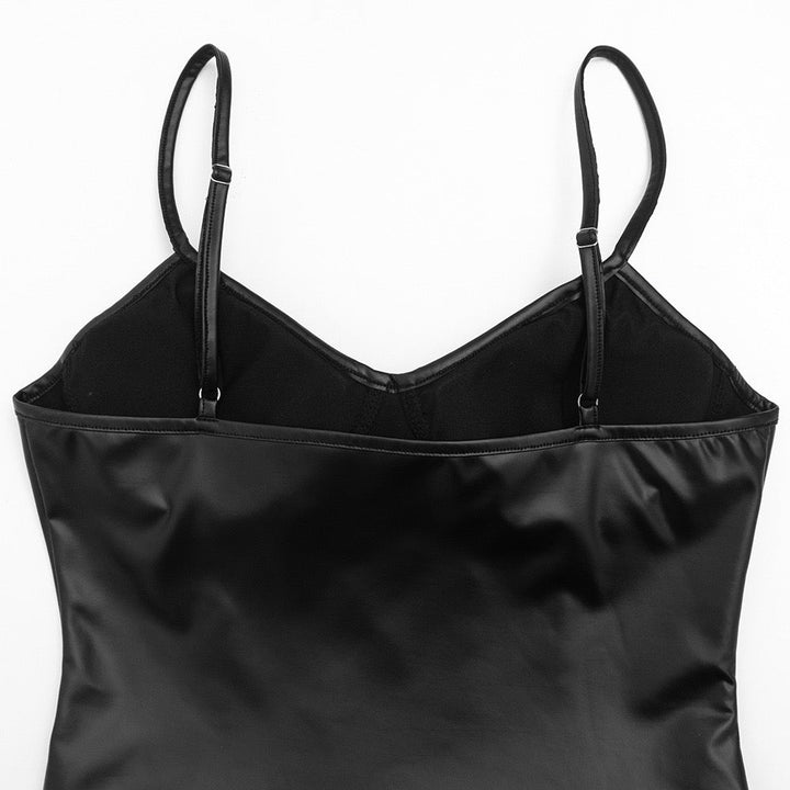 Faux leather mini dress with ruffle and pleats - RAYN