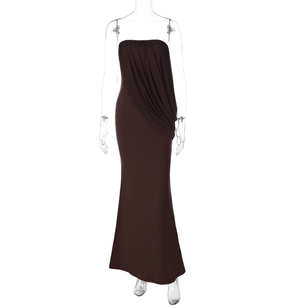 Strapless maxi dress with pleat detailing – Ronili