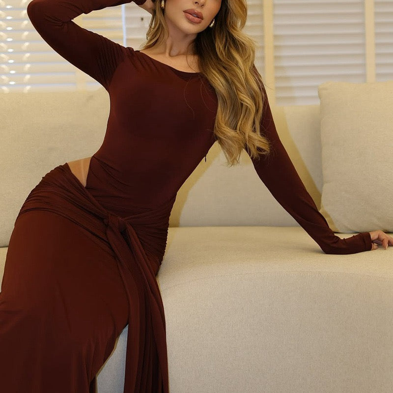 Maxi dress with tie and opening design - Elior