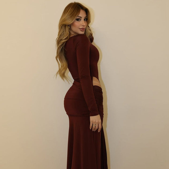 Maxi dress with tie and opening design - Elior