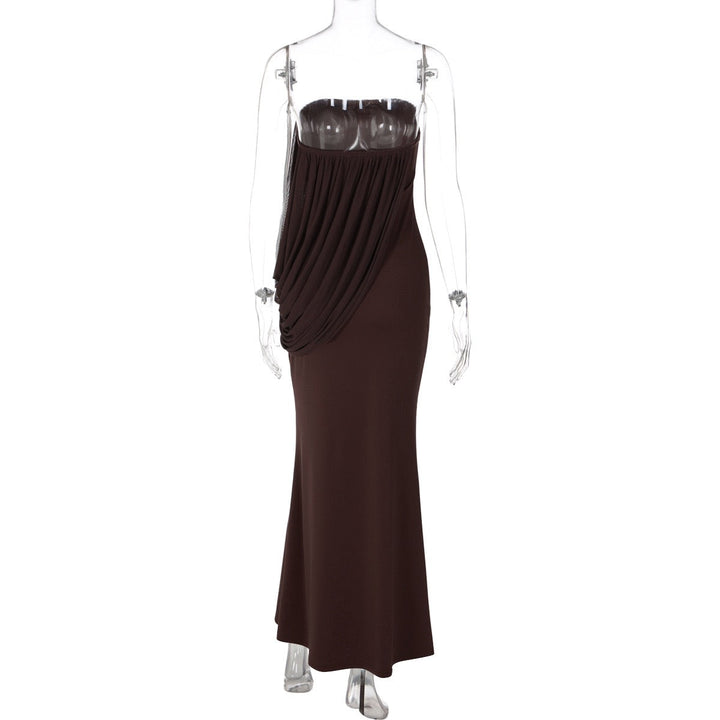 Strapless maxi dress with pleat detailing – Ronili