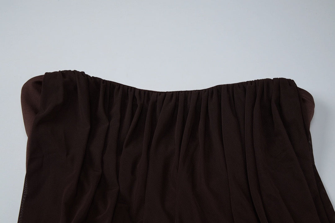 Strapless maxi dress with pleat detailing – Ronili