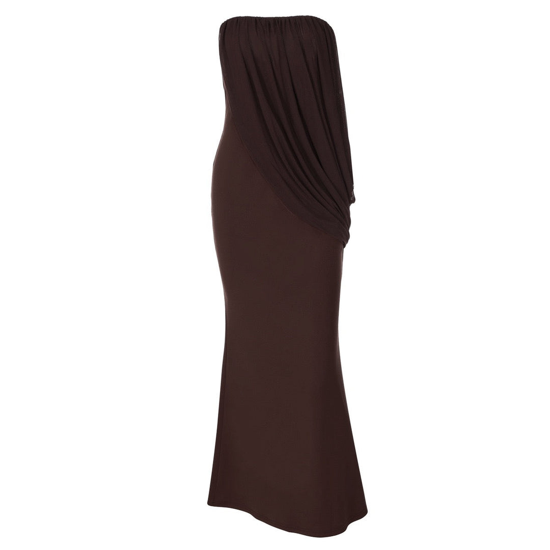 Strapless maxi dress with pleat detailing – Ronili