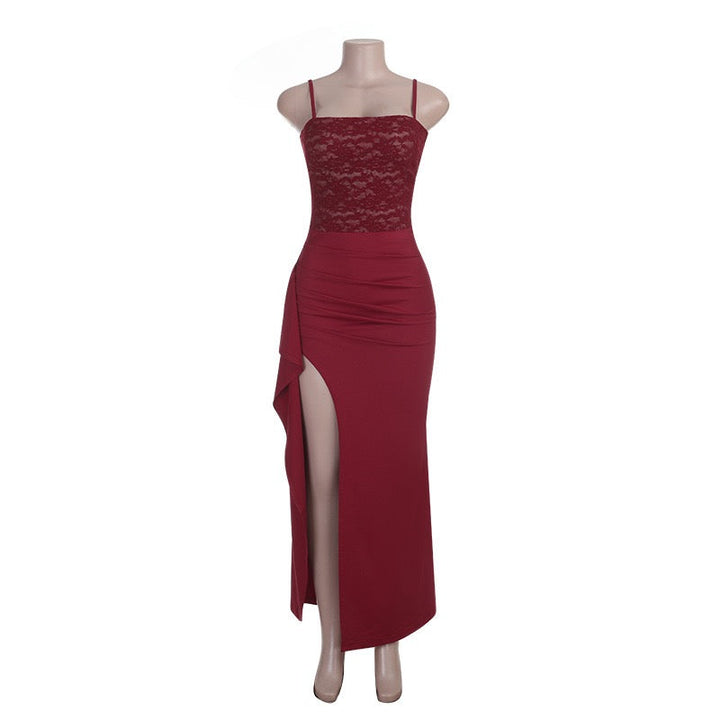 Lace-detail maxi dress with a slit – BELLY